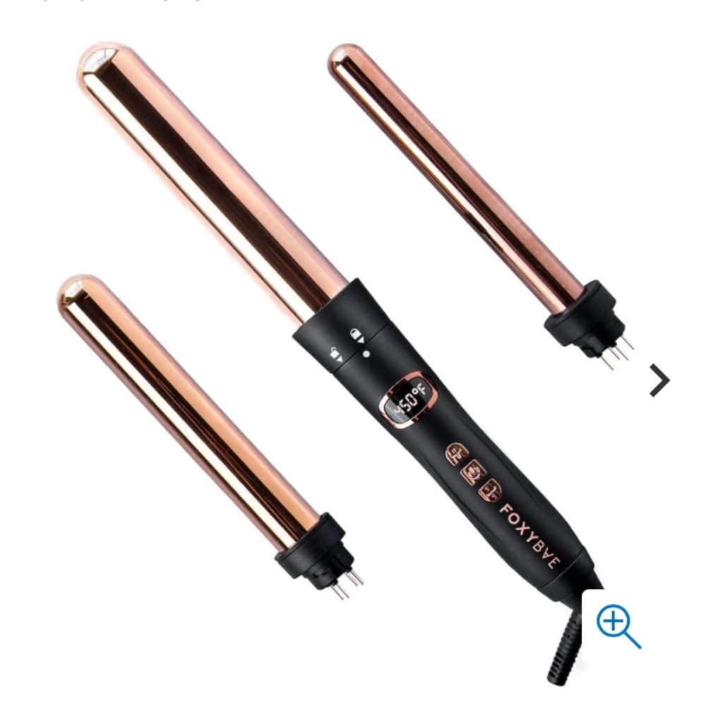 FoxyBae The Trinity 3-in-1 Interchangeable Curling Wand Hair Tool Rose Gold NIB
